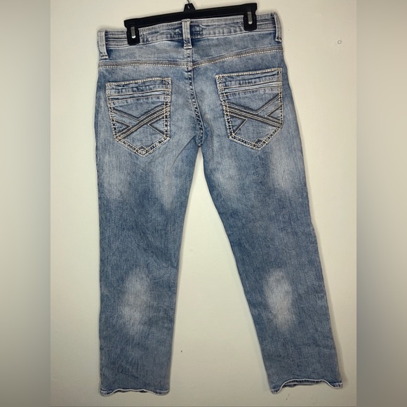 Decree Flex Denim Straight Light Wash Jeans Stitched Designed Pockets Size 30x30 - Picture 8 of 9